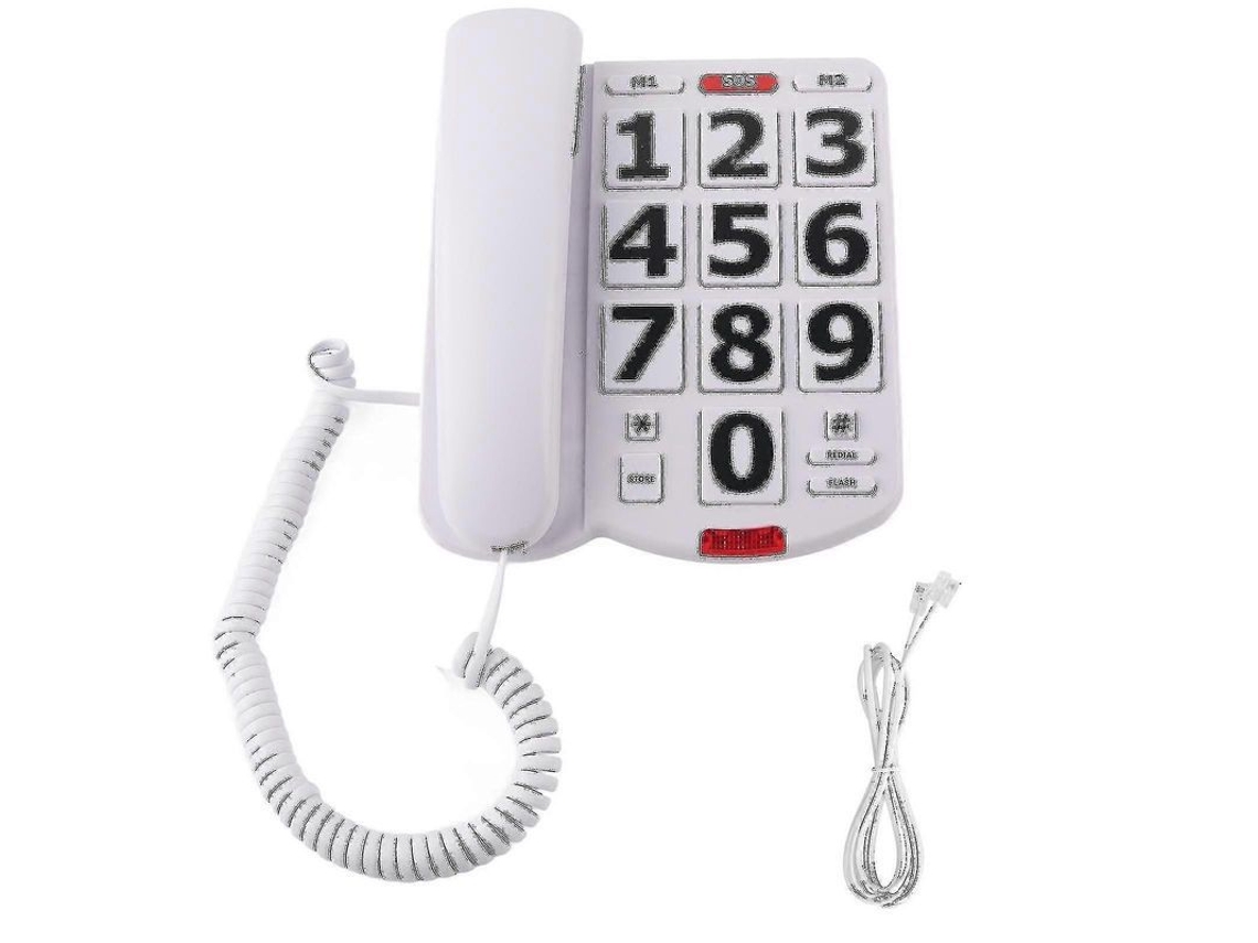 Teléfono Fijo Con Botones Grandes Para Personas Mayores - Teléfono Con Cable Amplificado Para Personas De La Tercera Edad