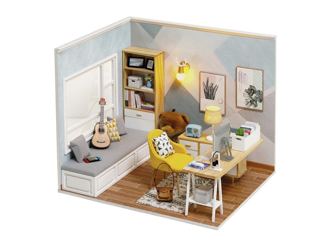 Modelo 3D realista de un estudio soleado con luces LED (sin dimensiones)