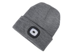 Gorro De Lana Gris Con Led De Brillo Ajustable, Recargable Por Usb, Para Senderismo Nocturno.