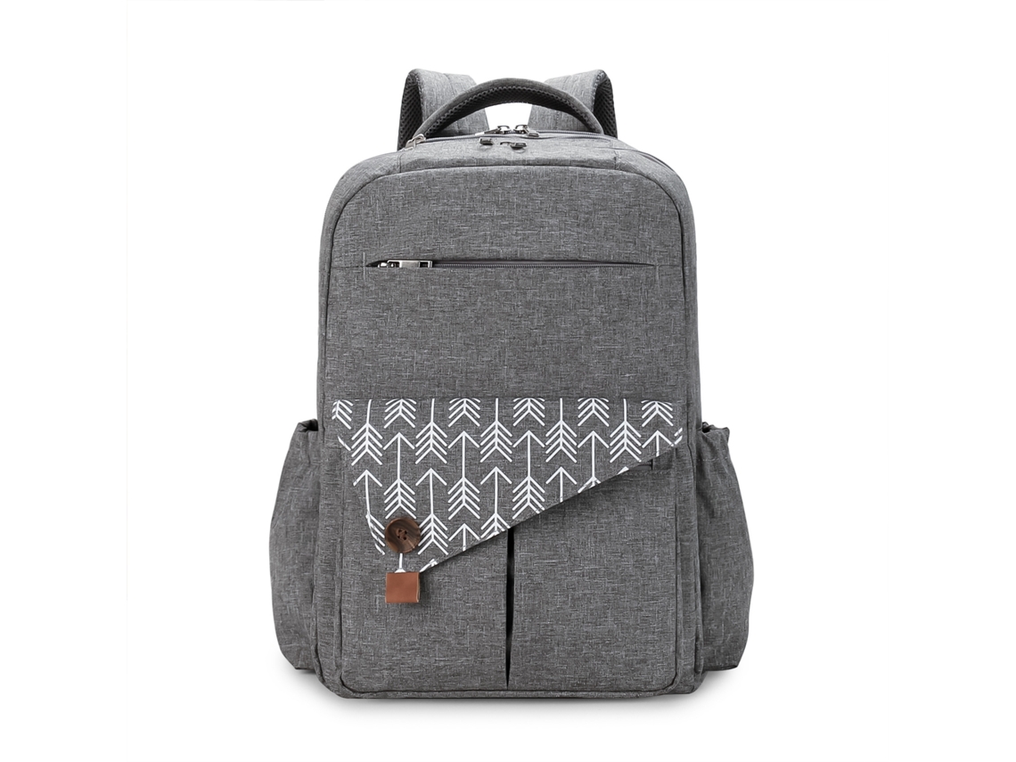 Mochila multifuncional para pañales, impermeable, de gran capacidad y doble capa, ideal para mamás y bebés. Yunzii gris.