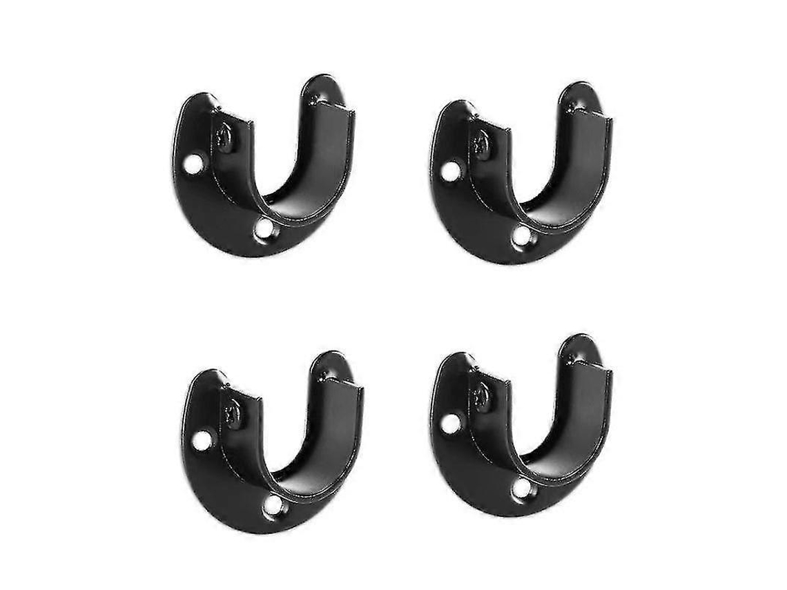 Rebe-4 Soportes De Tubo Redondo Para Barra De Cortinas 25mm Brida Abierta Acero Inoxidable Negro