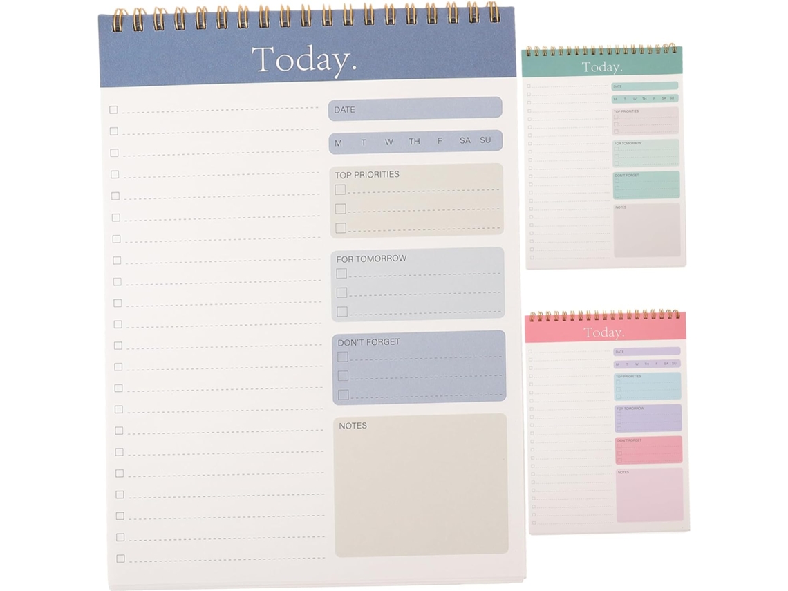 Cuaderno Planificador Diario Con Espiral Desmontable, 3 Piezas, Papel Grueso, Planificador De Escritorio