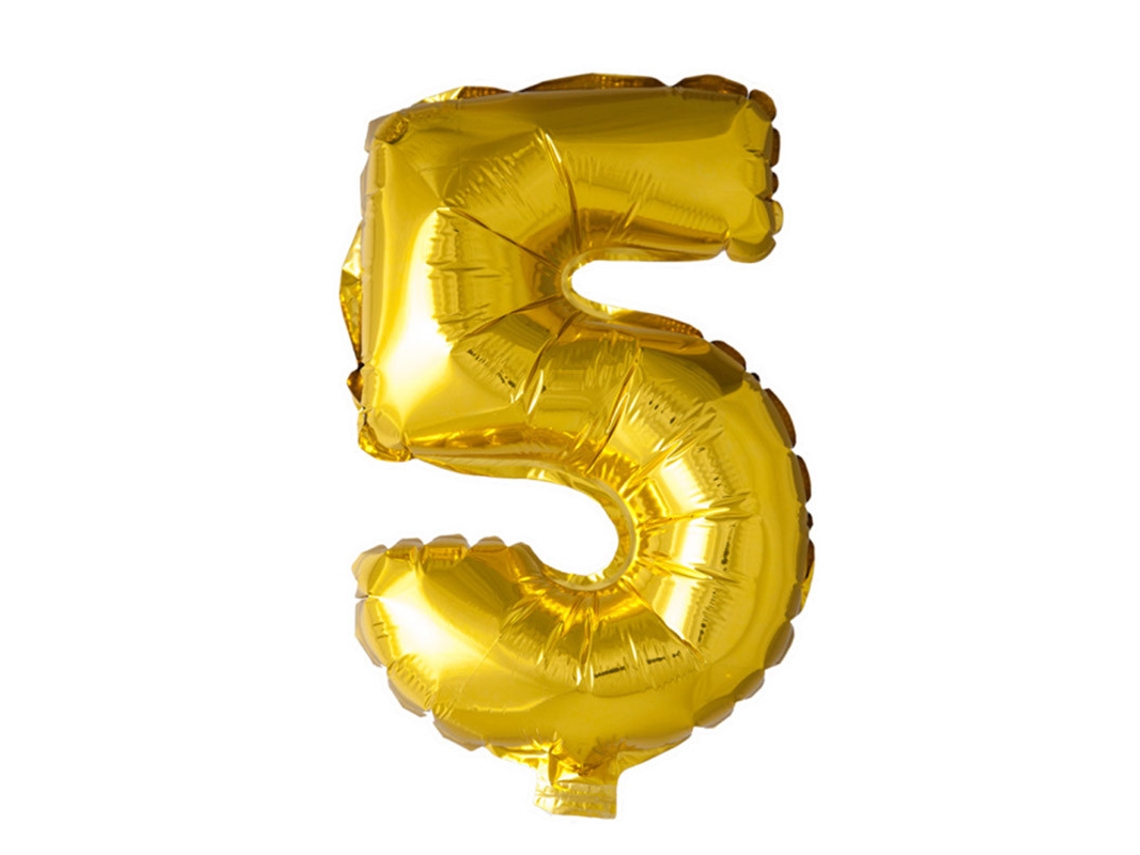 Globo WEFIESTA Foil Número 5 Dorado
