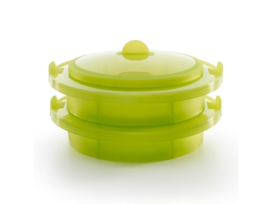 Vaporera LÉKUÉ Con Asa (Verde - 22 x 22 x 12 cm - Silicona)