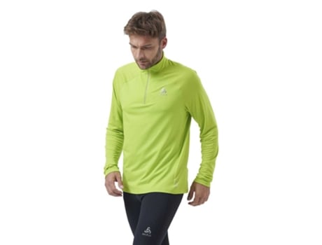 Camiseta de Hombre para Running ODLO Meio Zíper Essential Verde (L)