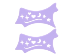 2 láminas de sombras de ojos con diseños de estrellas, lunas y corazones.
