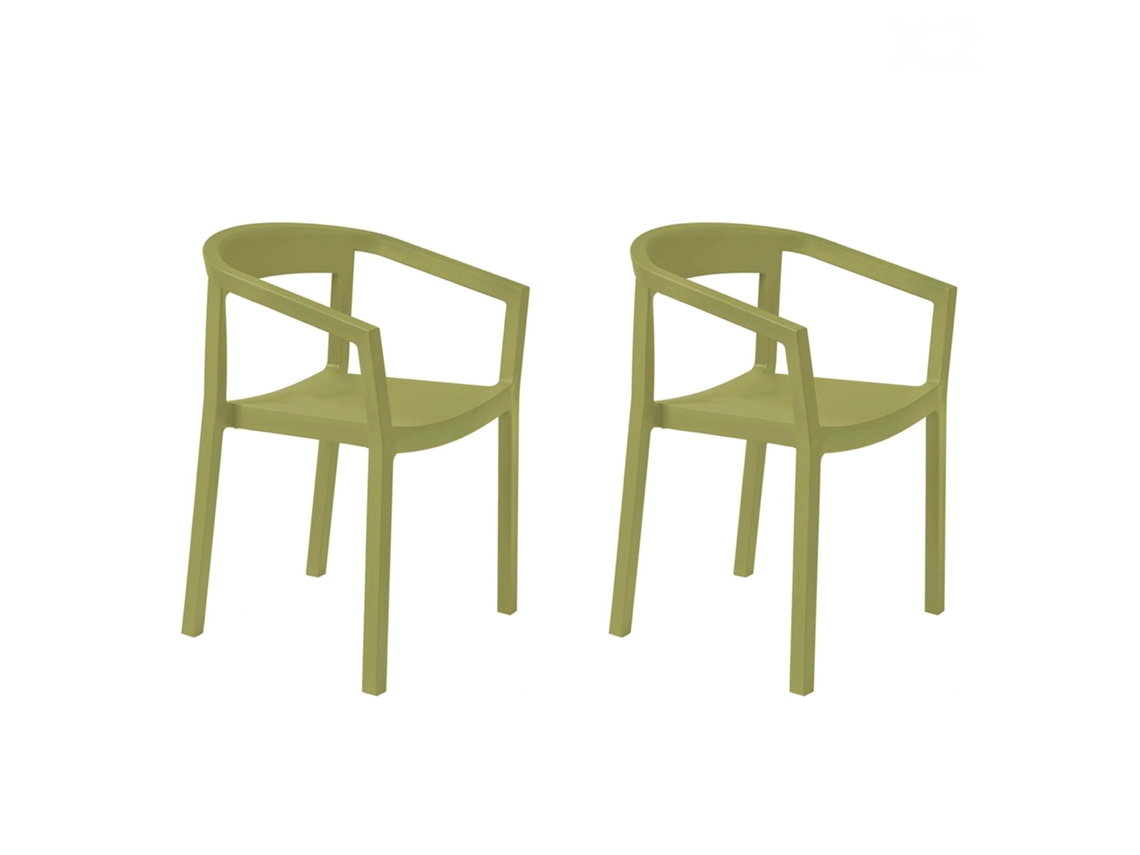 RESOL PEACH Set 2 Silla Con Brazos Interior Exterior Verde oliva