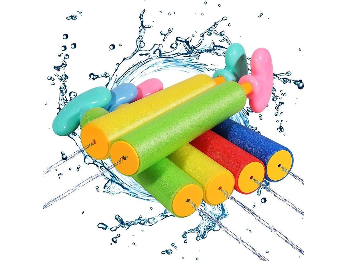 Pistola De Agua Con Esponja, 6 Unidades, Alcance De 9 Metros, Juguete Ligero Y Suave Para Piscina Y Juegos Al Aire Libre.