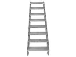 Escalera con barandilla - MONSTERSHOP - 8 peldaños - Acero galvanizado - Resistente a la intemperie - Personalizable
