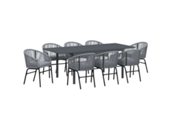 Juego de comedor de jardín de 9 piezas de mimbre gris EXCLUSIVO DE LA CASA
