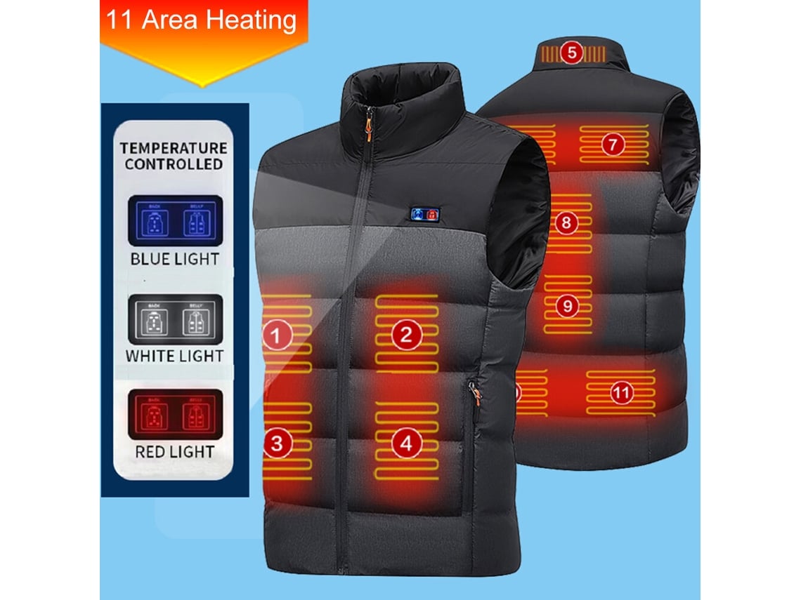 2xl Tengoo Hv-11 Colete Térmico 11 Áreas Jaqueta Aquecida Inverno Aquecedor Elétrico Usb Masculino Corporal