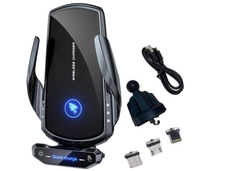 Cargador Inalámbrico Coche Inducción Eléctrica Automotriz Carga Rápida CHRONUS Negro
