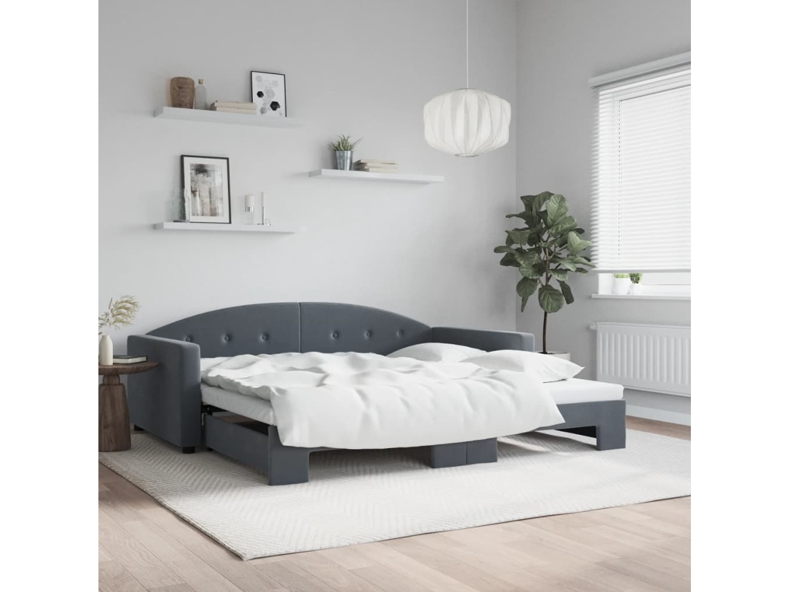 Sofá Cama Nido Terciopelo Gris Oscuro 100x200 Cm
