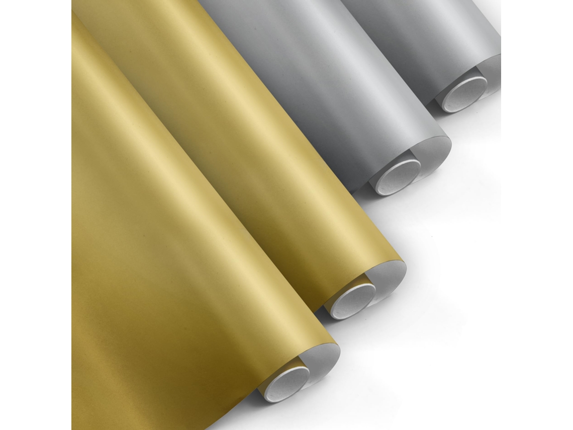 Pack 4 Rollos Papel De Regalo Oro Y Plata 0,5 X 3m Resistente Embalaje Regalos Tiendas Comercios Cumpleaños Baby Shower Bodas Decoración - Fp Fiesta Paper