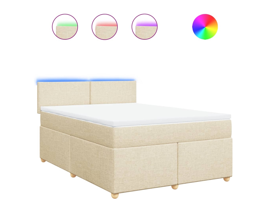 Maison Exclusive - Cama Box Spring Con Colchón Tela Color Crema 160x200 Cm