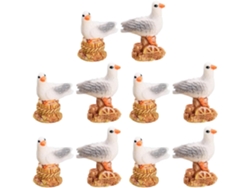 Juego de 12 encantadoras figuras compactas de gaviotas de resina al estilo mediterráneo con un toque artístico único para decoración - GOKOCO