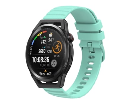 Correa de reloj inteligente para Huawei Watch GT Runner 22 mm Patrón de puntos ondulados Correa de reloj de silicona de color sólido (verde azulado)