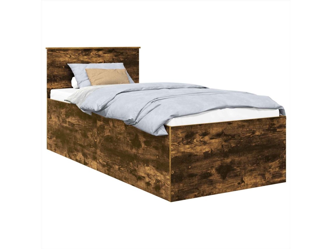 Maison Exclusive - Estructura De Cama Con Cabecera Roble Ahumado 90 X 190 Cm