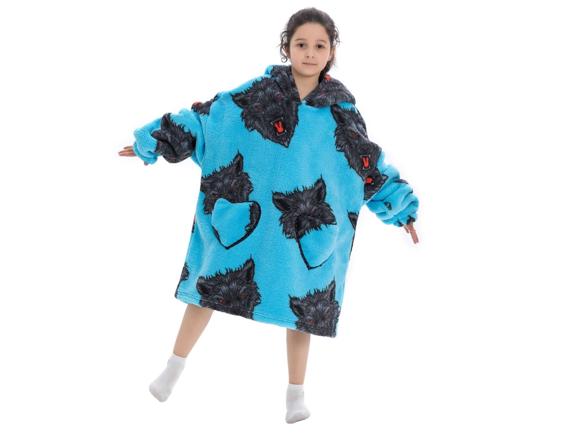 Pijama Infantil Extragrande Con Capucha, De Franela Suave, Estampado De Dibujos Animados Y Manga Larga.