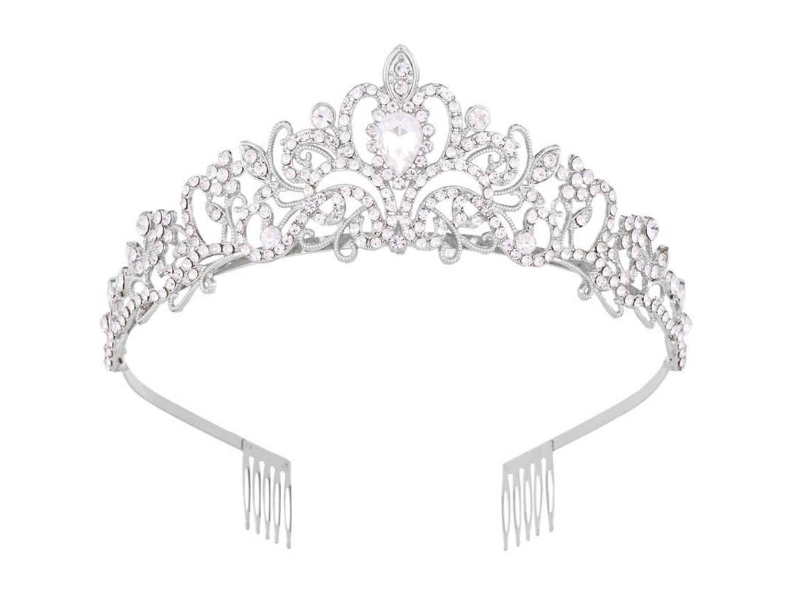 Tiara De Cristal Plateada Para Mujer Con Diamantes De Imitación, Accesorio Para El Cabello Ideal Para Fiestas, Bodas Y Regalos.