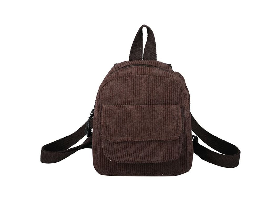 Mochila Mini De Pana De Color Sólido Mochila Pequeña Bolso Bandolera (marrón)