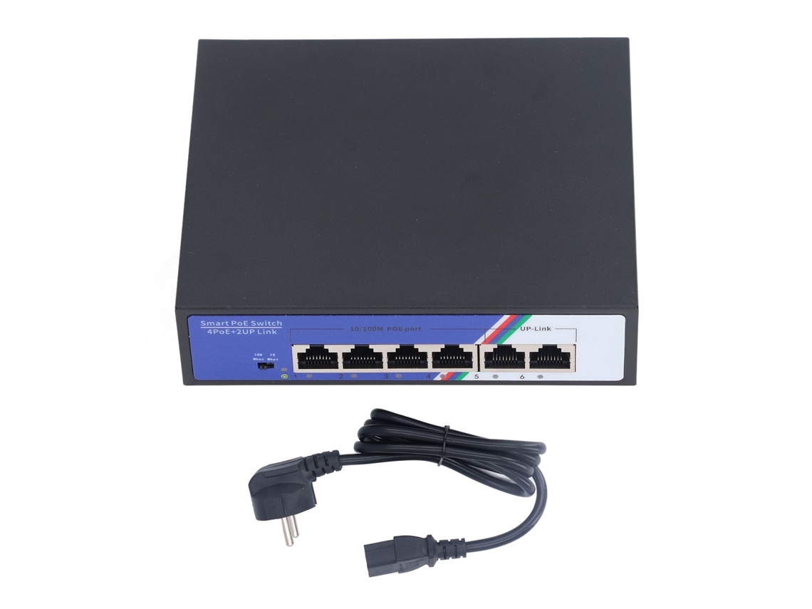 Switch Poe No Gestionado De 6 Puertos Y 1,2 Gbps, Plug And Play, Carcasa Metálica, 100-240 V, Enchufe Europeo.