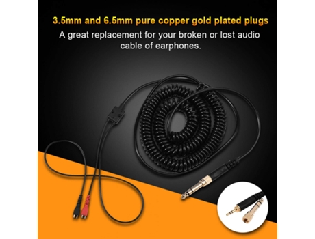 Cable de Audio para auriculares Cable de bobina de resorte de repuesto para auriculares Sennheiser Hd25/560/540/480/430