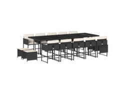 Maison Exclusive - Set Comedor De Jardín Con Cojines 15 Pzas Ratán Sintético Negro