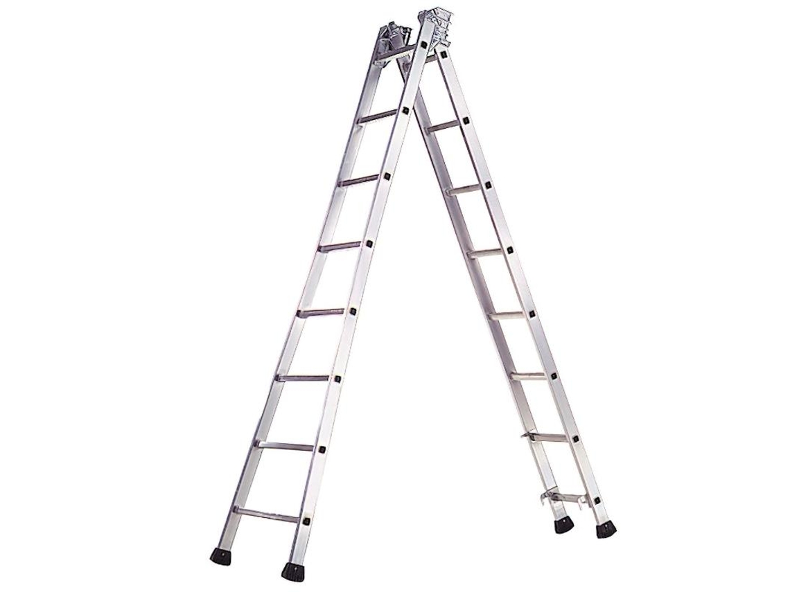 Escalera aluminio industrial pronor 2 tramos 8+8 peldaños