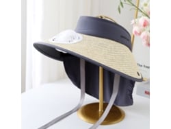(beige) Sombrero De Sol De Larga Duración Con Ala Ancha, Carga Solar Y Potente Ventilador.