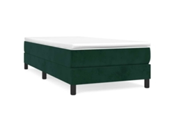 Maison Exclusive - Cama Box Spring Con Colchón Terciopelo Verde Oscuro 90x190 Cm