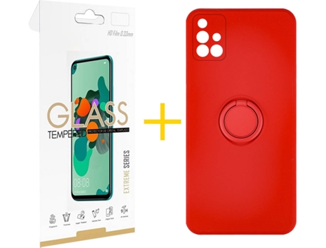 Carcasa + Protector de Pantalla para Samsung Galaxy A71 SKYHE Rojo