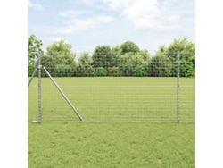 Juego de 7 postes para cerca de acero galvanizado plateado Lovely Home