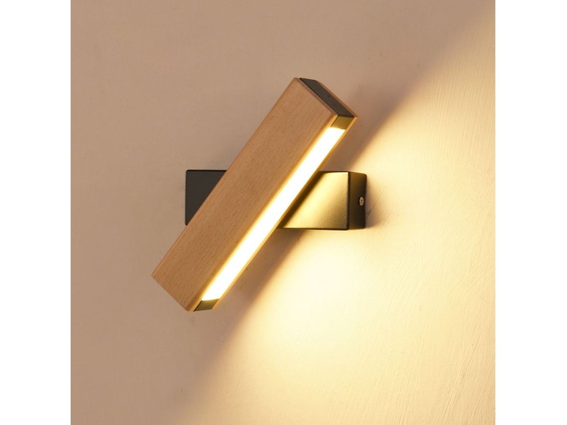 Aplique De Pared Moderno De Madera, 4w 3000k, Giratorio.