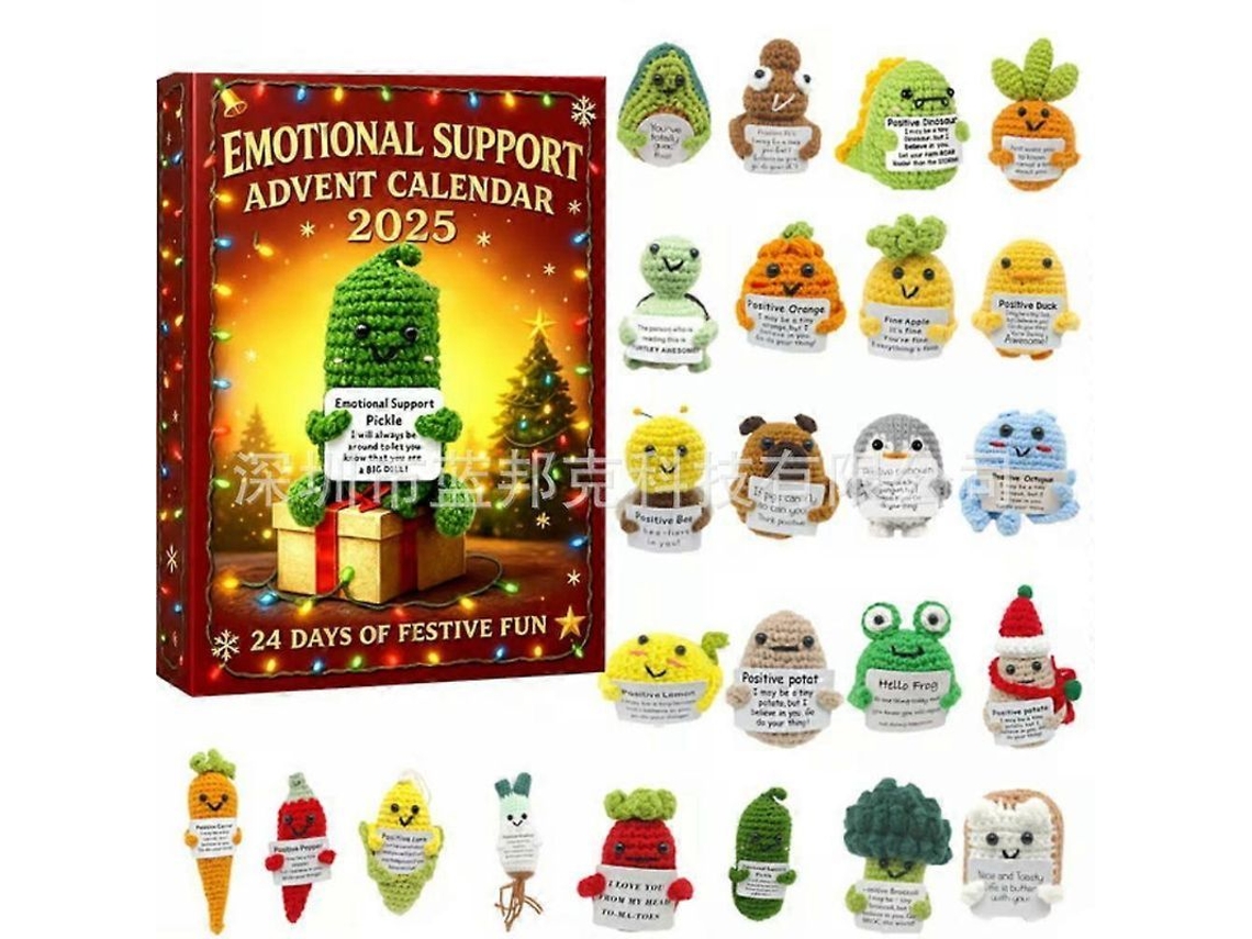Calendario De Apoyo Emocional 2025 - 24 Días Con Adornos De Acrílico Estilo Crochet