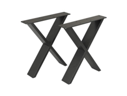 Juego de 2 Patas de Mesa [EN.CASA] Maribo en Forma de X (Acero - 72 x 55 x 6 cm - Negro Mate)