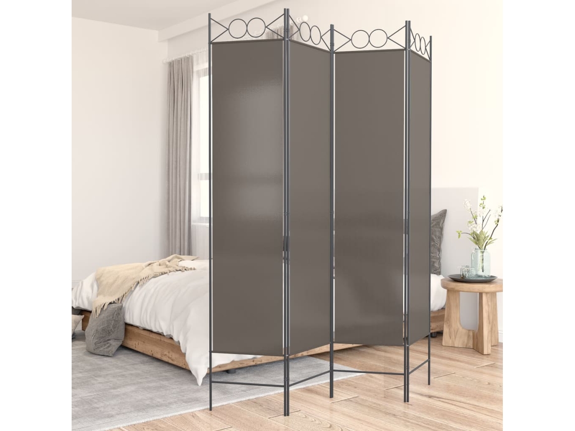 Separador LOVELY HOME con 4 Paneles de Tela Antracita (160 x 220 cm)