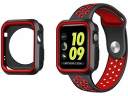 Carcasa Military + Correa SportyStyle PHONECARE Apple iWatch Series 4 - 44mm Negro y Rojo