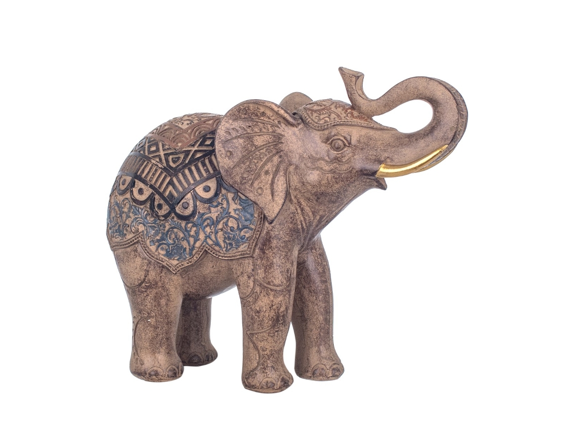 Figura Elefante Dorado de Resina 21*10*25cm Figura de Elefante