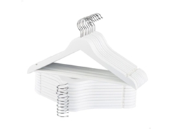 MAX HOME Pack 20 perchas de madera color blanco