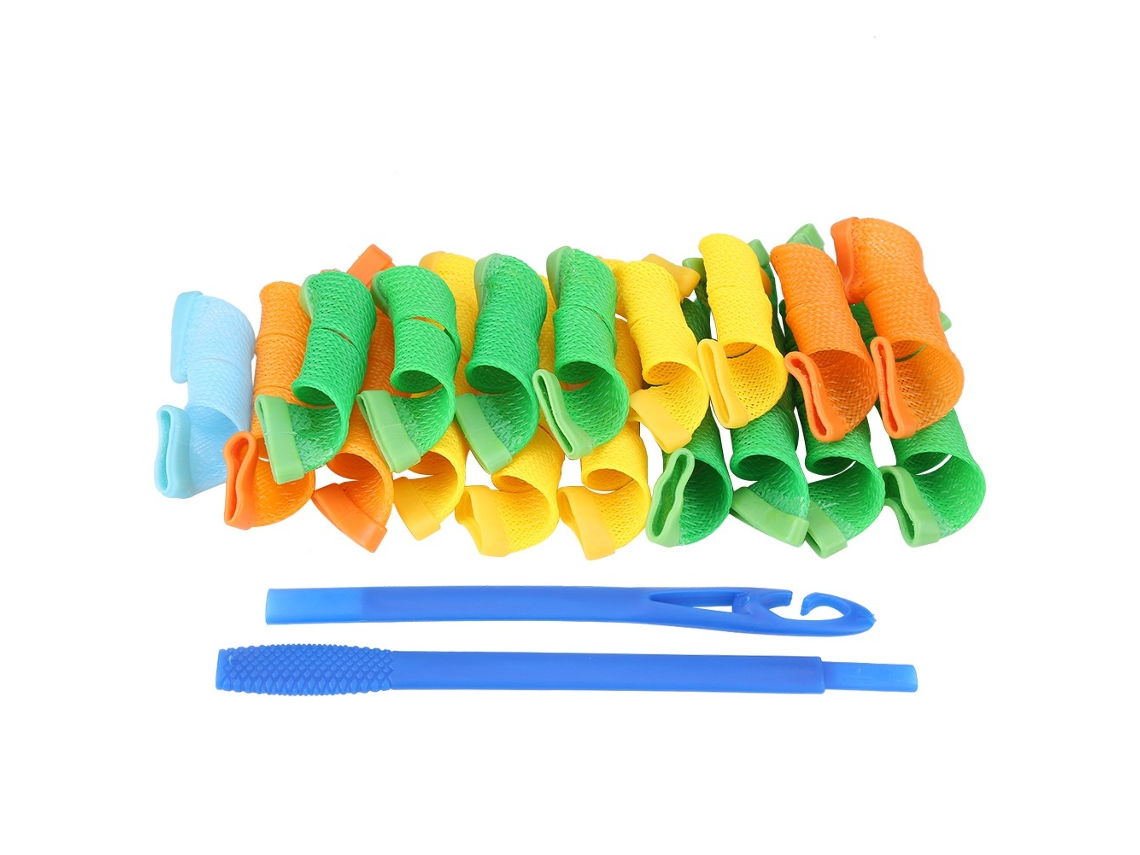 18pcs/bolsa Rizos Mágicos De Plástico Con Gancho Herramientas Manuales De Peinado Diy Para Cabello