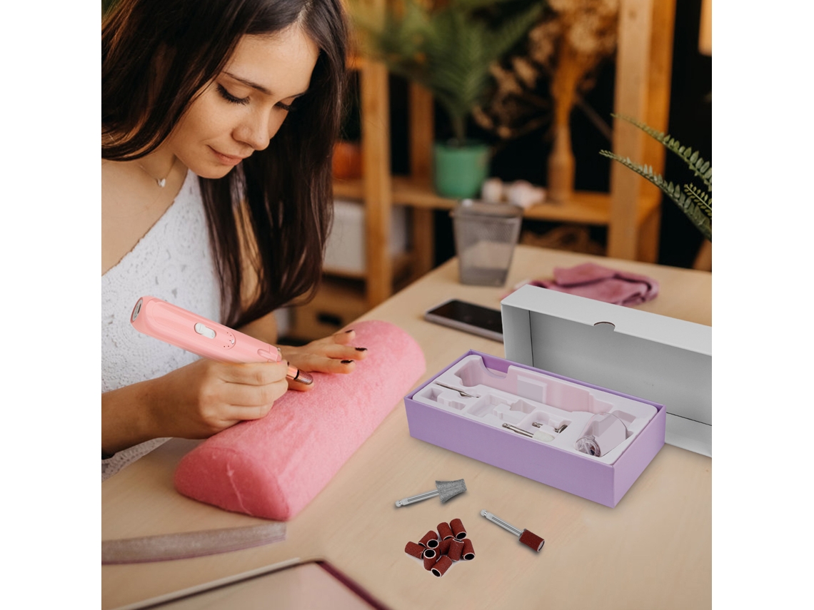 Kit portátil de taladro eléctrico para uñas, lápiz de manicura con 6 brocas, recargable por USB para exfoliar, pulir y retirar gel acrílico.