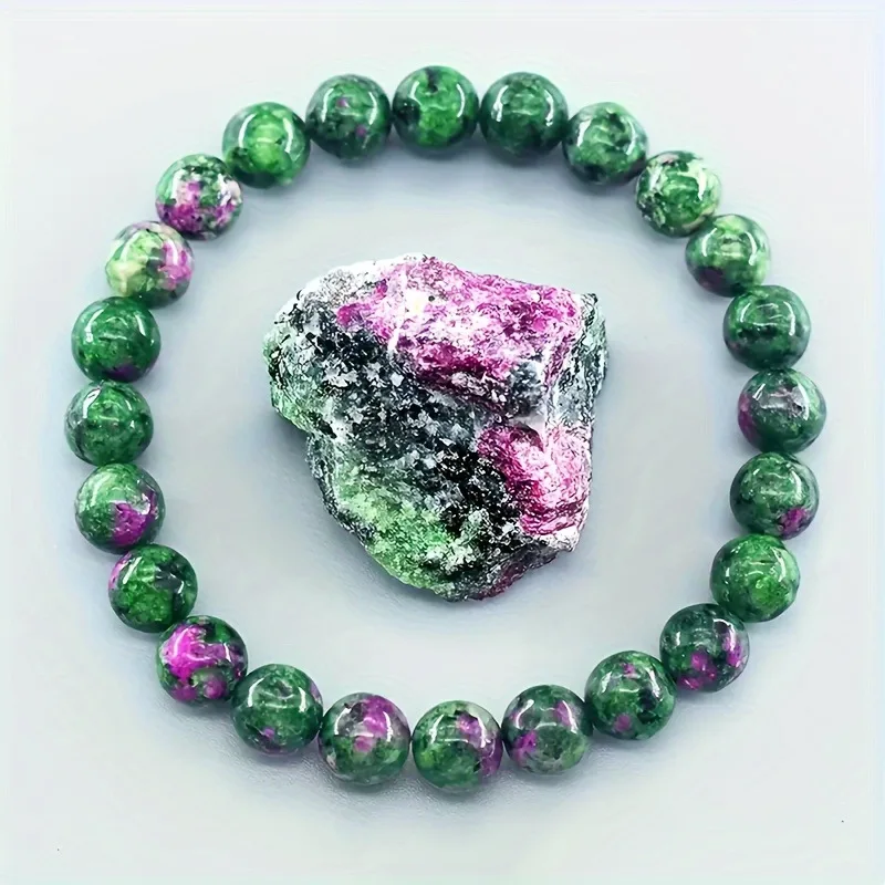 Pulsera De Cuentas De Piedra Natural (epidote, 19 Cm) Para Yoga, Reiki, Sanación, Amuleto Y Talismán De La Suerte.