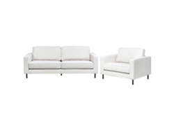 Conjunto De Sala De Estilo Minimalista Beliani Savalen De Poliéster Blanco 204x91x87