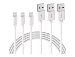 Cable Lightning A Usb 3x Para Apple Iphone, Ipad, 1 M, Blanco - 5 Unidades, Sincronización Y Carga, Compatible Con Todos Los Dispositivos Ios.