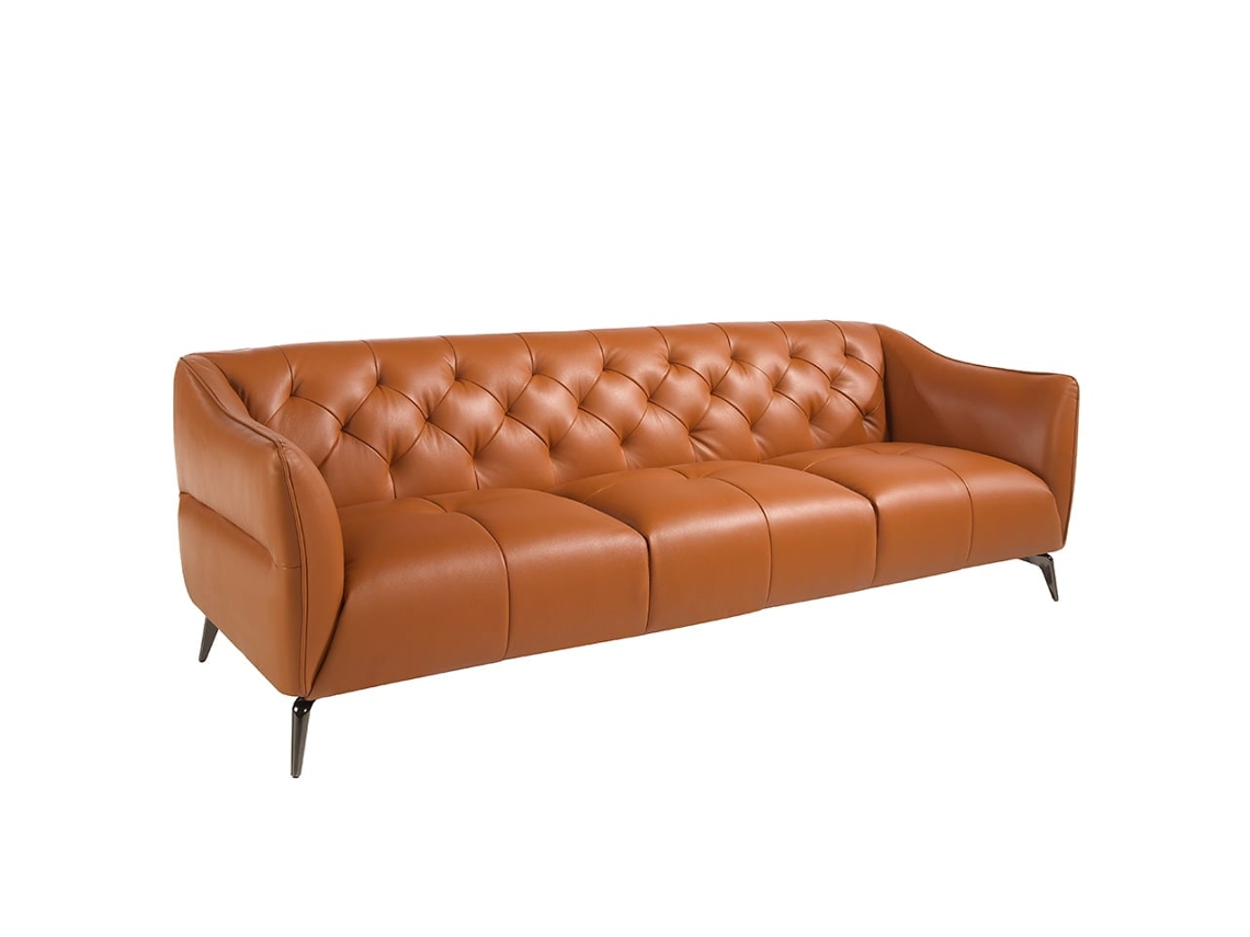 Sofá de 3 Plazas ANGEL CERDA (Marrón Bufalo - Cuero - 240 x 95 x 77 cm)
