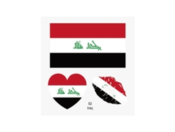 (Irak) 50 tatuajes temporales con la bandera iraquí, pegatinas faciales de transferencia al agua.