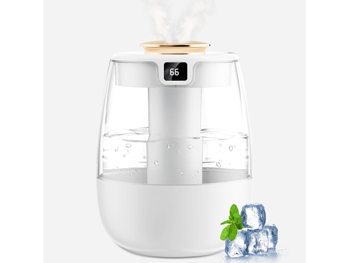Un Humidificador Silencioso De 1 Litro Con Dos Salidas De Agua, Pantalla Digital, Dos Modos De Pulverización Y Luz Nocturna.