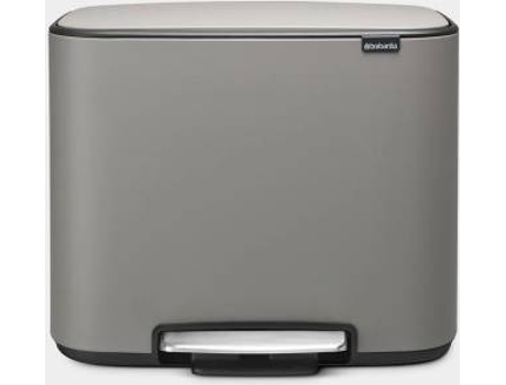Cubos de Basura BRABANTIA Mineral (Gris - 11+23L - 55x36.5x44 cm - Inox)