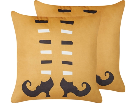 Conjunto de 2 cojines de terciopelo naranja/negro/blanco 45 x 45 cm BELIANI Covasna